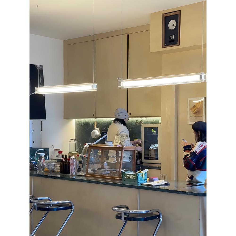 极简玻璃餐厅吊灯设计师工作室款别墅吧台岛台书房一字马扎吊灯