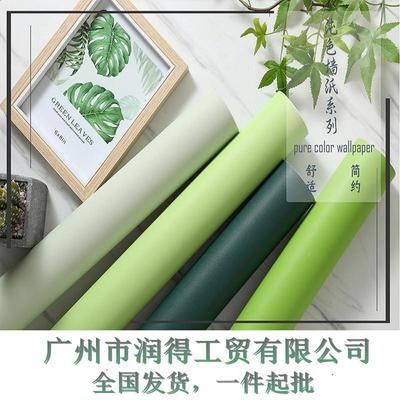 绿色系复古墨绿加厚防水PVC自粘墙纸背景卧室家具橱柜翻新壁纸贴