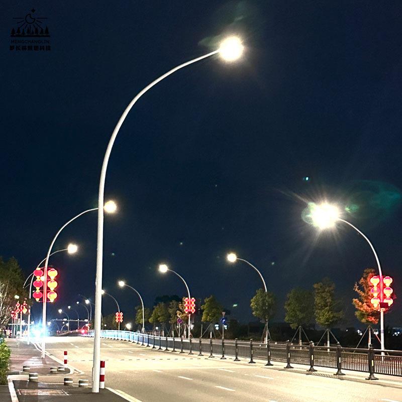 单头自弯臂路灯8米10米12米市电防水路灯城市农村市政道路工程照