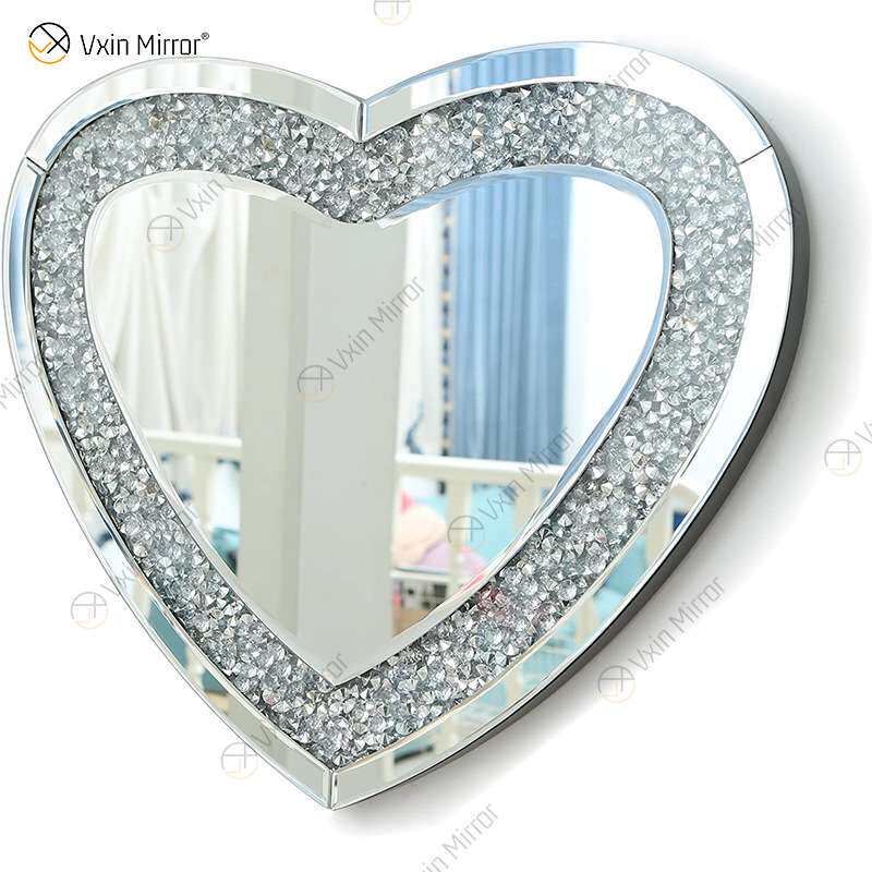 维新工艺玻璃镜框现代欧式碎钻壁镜装饰壁挂镜子wall mirror 跨境