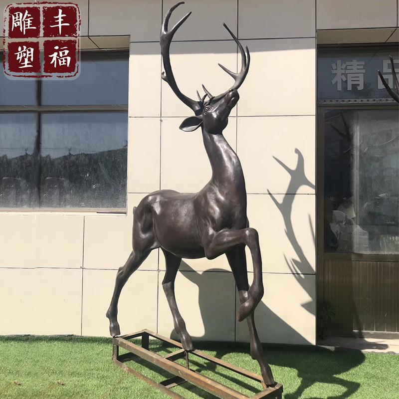 园动物铜雕铜金鹿铜雕大型雕塑厂家公家居工艺品大型长寿鹿售楼部