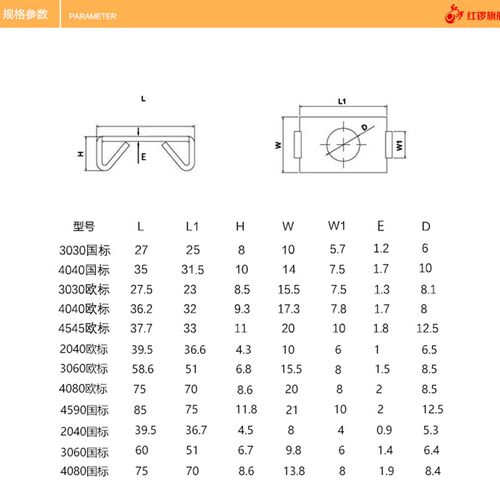 铝型材3060双向弹性扣件3030国标4040欧标配件4080国标内置连接件