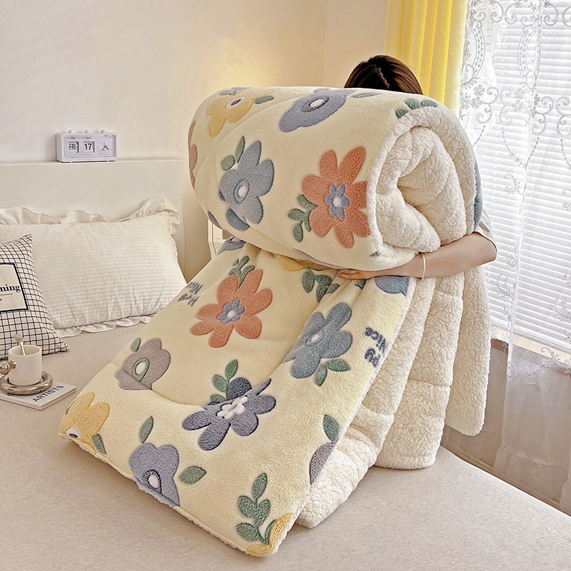 珊瑚绒毛毯羊羔绒被子加厚冬季学生单F人宿舍床单法兰绒毯子床上
