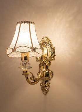 欧式简约玻璃客厅电视墙房间卧室双头床头灯KTVS酒店客房玻璃壁灯