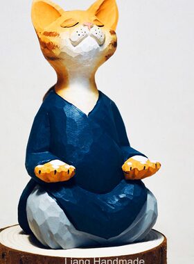 去有风的地方，同款大橘子系列，冥想中的大橘，祝福礼品手工木雕