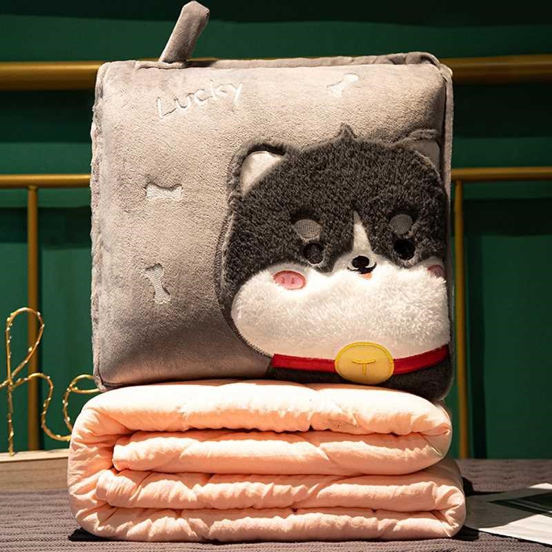 抱枕被子两用f加厚办公室午睡枕头折叠毯子二合一沙发汽车靠枕