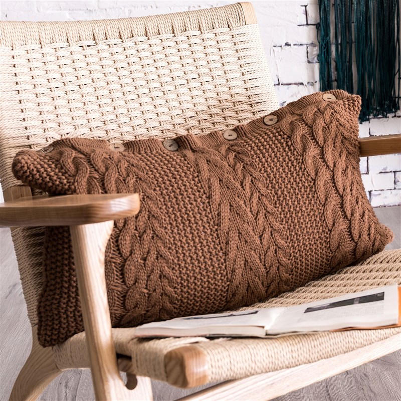 日式针织长腰抱枕靠枕毛线创w意家居沙发靠垫套抱枕壳 可拆洗 软