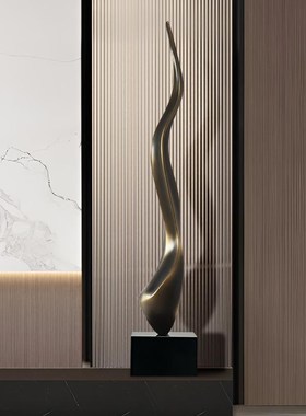 抽象雕塑轻奢高级感n客厅玄关落地瘦高款细长型壁龛艺术摆件工艺