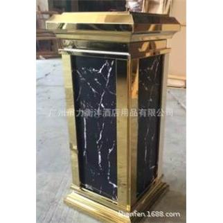 钛金大理石垃圾桶皇家座地垃圾桶四方形大理石垃圾桶