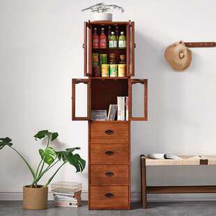 实木窄餐边柜夹缝中式酒柜边柜储物柜客厅靠墙碗柜厨房橱柜置物柜