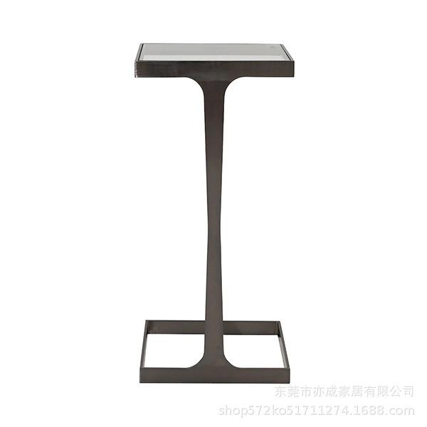 简约工业风咖啡桌网红奶茶店铁艺小圆桌子现代不锈钢小桌阳台茶几