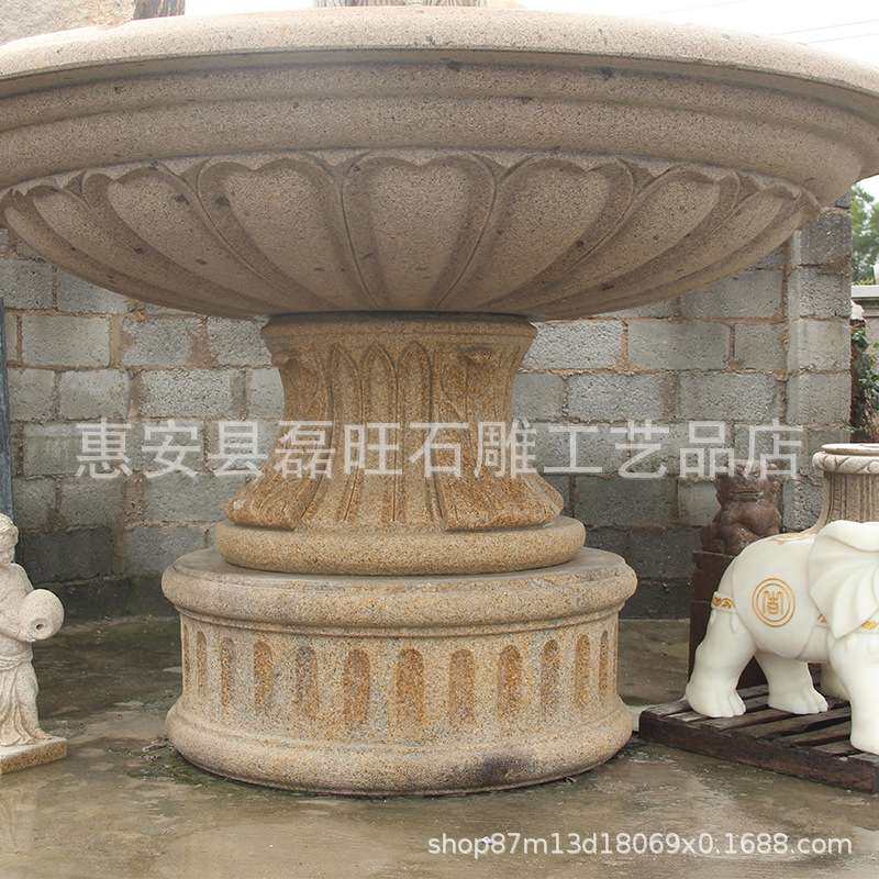 花岗石欧式喷泉 晚霞红别墅水景摆件艺术装饰 石雕景观喷泉雕塑