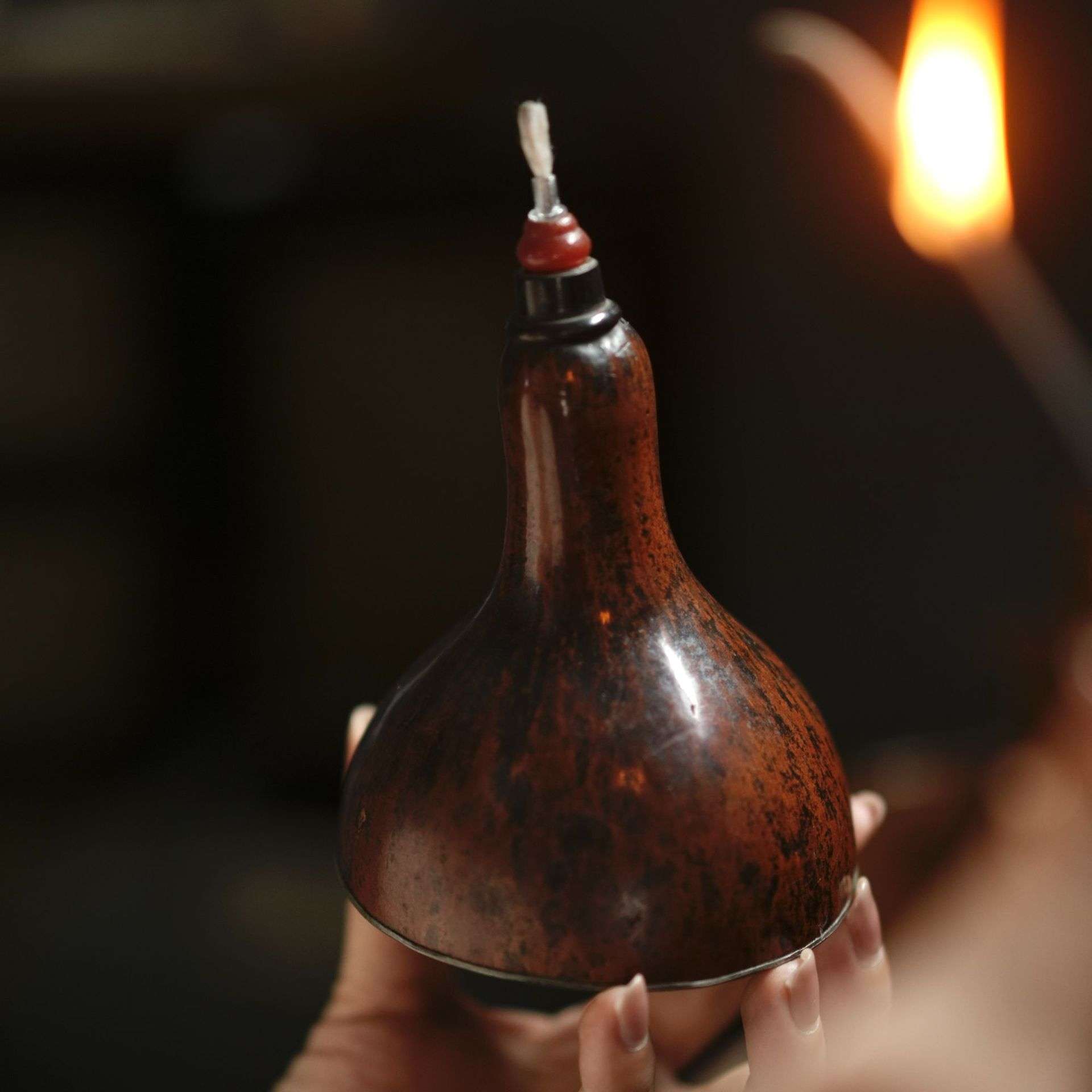 老葫芦油灯纯手工锡制酥油灯东方美学铜油灯家用灯盏茶道具