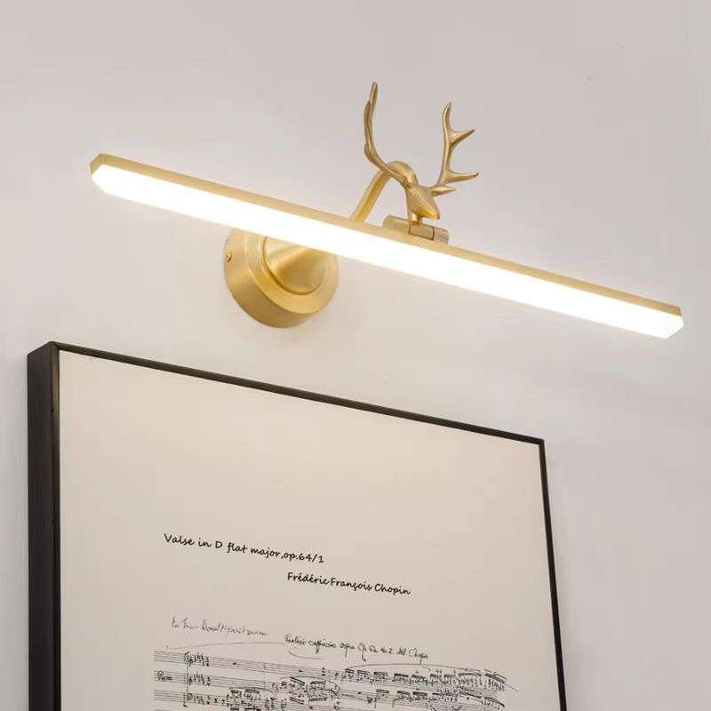美式全铜镜前灯led浴室卫生间卧室简约现代镜画灯镜柜展示铜壁灯