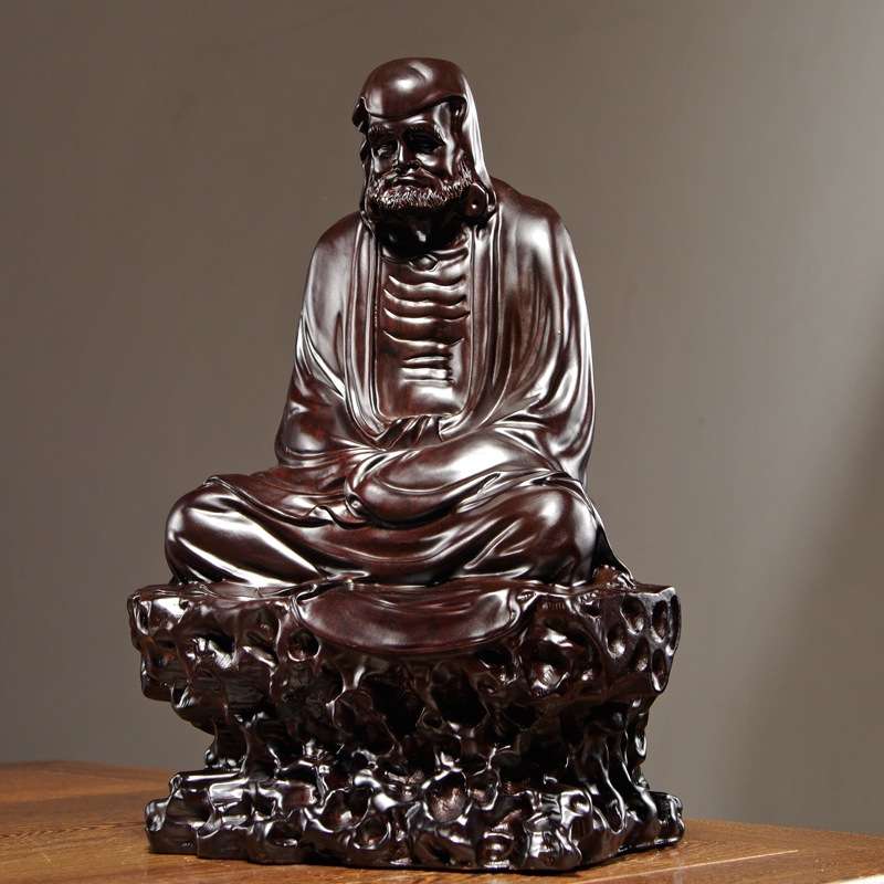 黑檀木雕刻达摩祖师摆件实木中式禅意家居客厅玄关装饰摆设工艺品