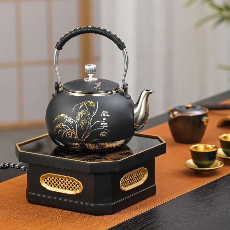 莺歌烧电陶炉煮茶器四方金工家用不挑壶静音煮茶炉配陶壶