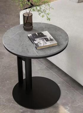 意式现代中式岩板角几沙发边桌客厅阳台小茶桌H型边几黑色烤桌子