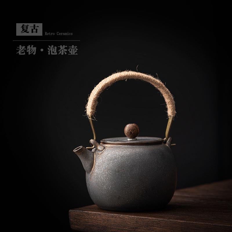 陶瓷茶壶单壶大号中式复古陶壶大容量冷凉水壶泡茶提梁壶茶具家用