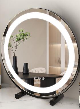 梳妆镜商用卧室家用黑色金属外贸出口跨境电商台式led化妆镜带灯