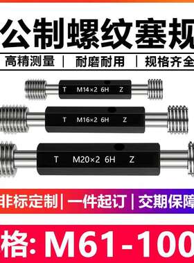 螺纹塞规6H牙规公制螺纹塞规通止规内螺纹塞规细牙塞规M61-100*2