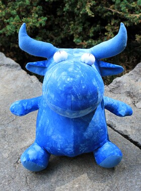 布偶大牛摆件扎染布艺玩偶家居桌面蓝染装饰可爱卡通送小朋友礼物