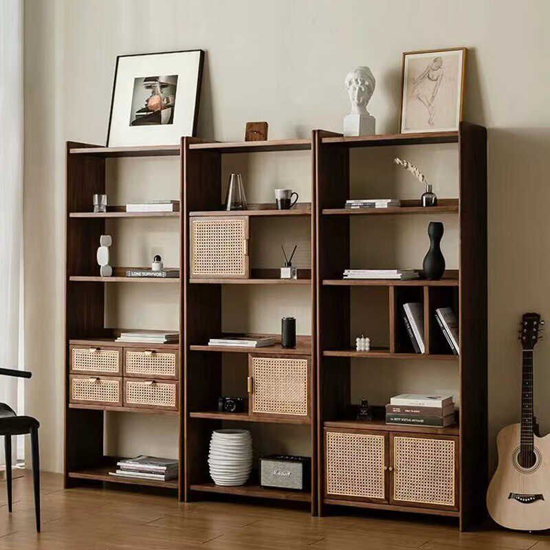 新中式博古架黑胡桃木茶桌茶柜置物架实木书柜茶室茶叶储物展示柜