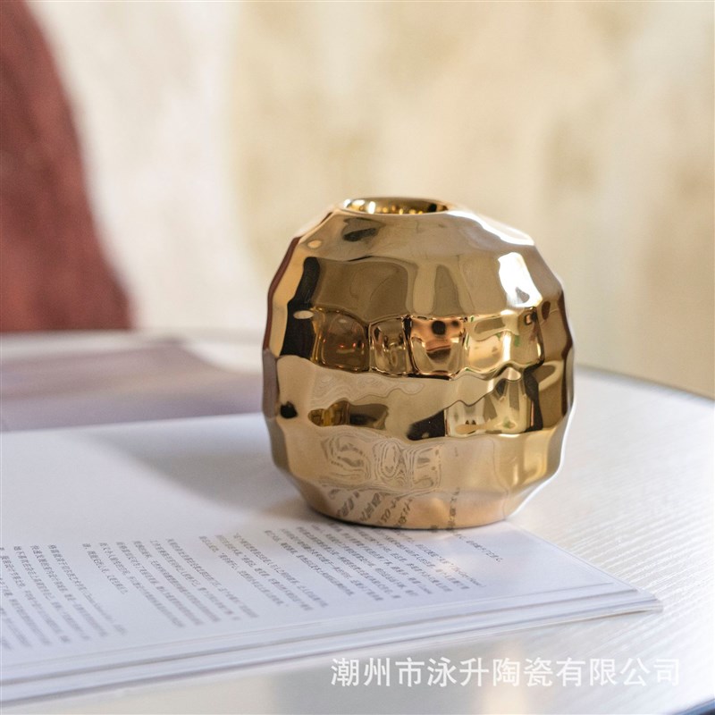 新款北欧几何形造型陶瓷花瓶创意客厅酒店装饰摆件干花插花小花器