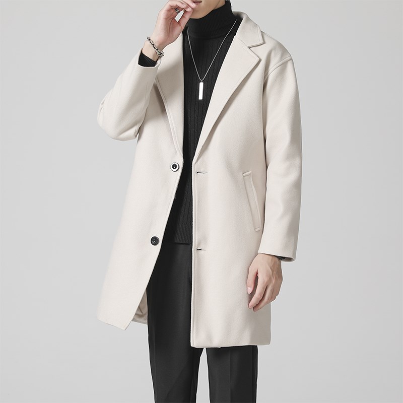 英伦毛呢大衣男冬季修身中长款风衣男士韩版潮流日系宽松休闲外套