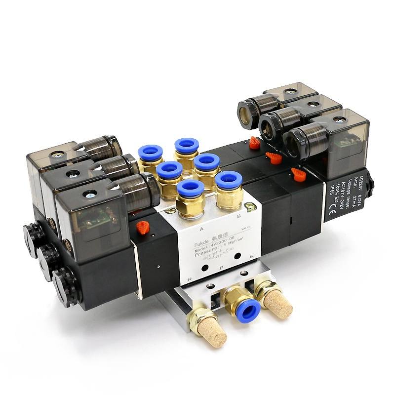 推荐三位组线圈双阀-08电磁阀组合084v230通五2M4v电磁220v控制4v
