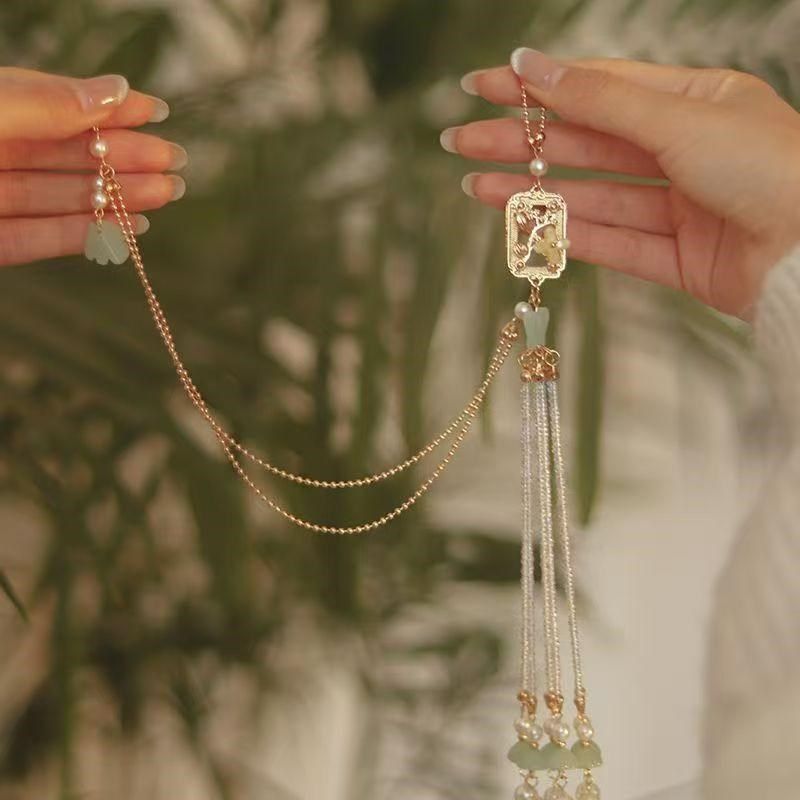 汉服压襟女覆古中国风中式旗袍饰品流苏吊坠珍珠胸针古装挂件配饰,服饰配件/皮带/帽子/围巾,民族特色服配,淘宝优惠券,粉丝福利购,淘宝优惠卷