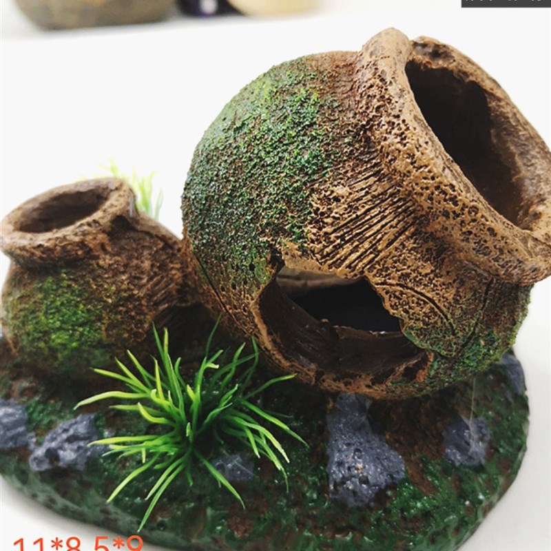 鱼缸造景废墟沉底摆件水底里放的水族残骸沉木虾屋躲避树脂工艺品