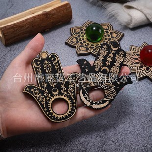 新款水晶球展示架黑色木水晶球架 迷你水晶球展示架 木质球体底座