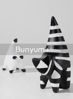 现代卡通公仔动物摆件创意雕塑猫咪装饰品样板间儿童房客厅软装