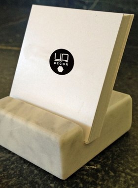 欧式天然大理石创意办公桌名片夹卡座商务桌面卡片收纳便签夹摆件