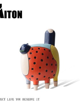 简约现代创意卡通彩色猫咪树脂摆件桌面样板间儿童房可爱玄关装饰