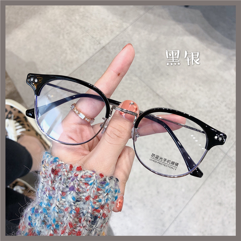 近视眼镜女网红款椭圆框可配度数韩版素颜防蓝光辐射圆脸显瘦镜框