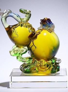 多福多财高端琉璃天然大号葫芦摆件客厅招财中式家居乔迁新居礼品