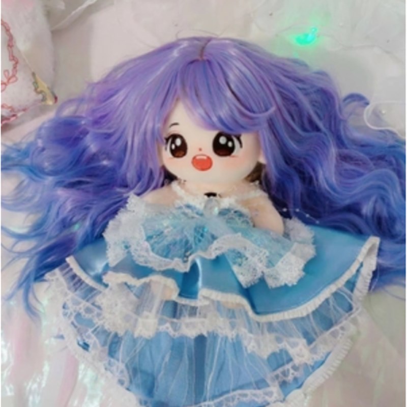 棉花娃娃配饰假发剪坏头发补救带浏海高H温丝35厘米搭配抓爪夹马