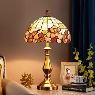 天然贝壳怀旧复古美式台灯卧室床头灯欧式温馨法式客厅书房灯具