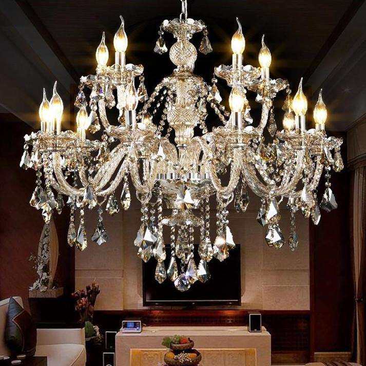 干邑色欧式蜡烛水晶吊灯LED灯饰灯具酒店婚庆工程等客厅卧室