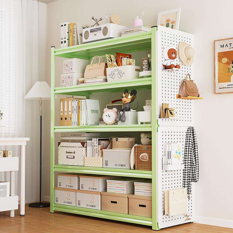 洞洞板置物架书架多层货架家用客厅阳台整理收纳储物架子钢制书柜