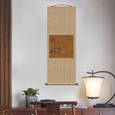 宋马远倚云仙杏图页团扇挂轴条幅卷轴花鸟画名画复制品中式玄关画