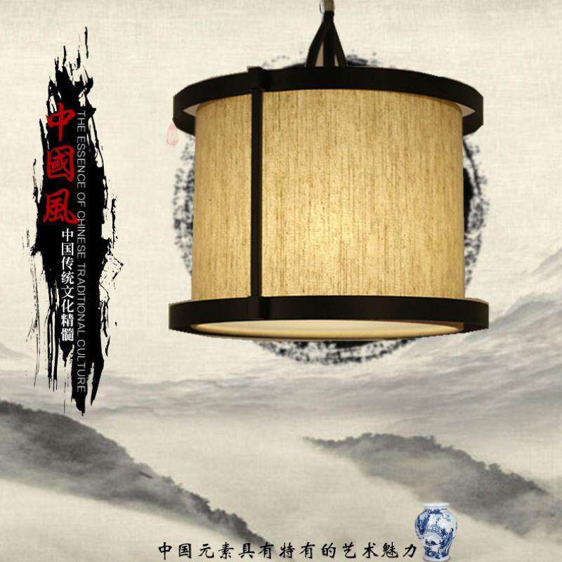 现代新中式仿古灯具简约别墅茶楼工程布艺灯复古卧室餐厅铁艺吊灯