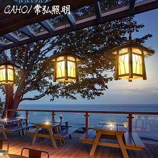 中式防水仿古茅草屋插地草坪灯古建筑庭院灯餐厅民宿农庄竹屋吊灯