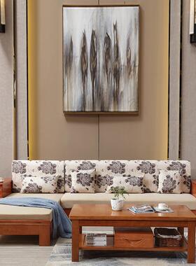 实木沙发组合中式客厅橡胶木家具中小户型储物两用贵妃转角沙发床