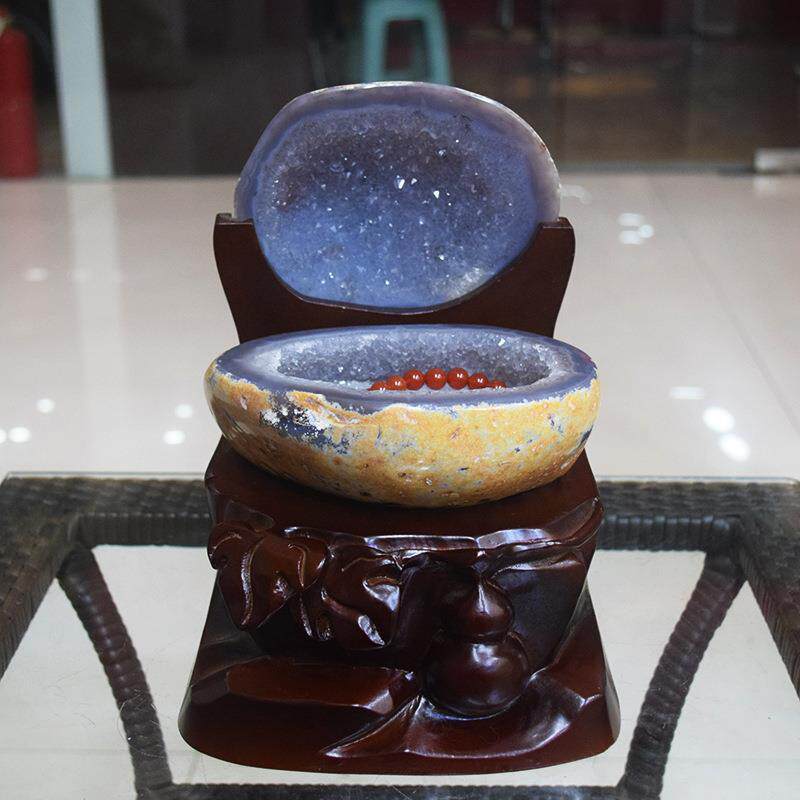 矿宝天然玛瑙水晶原石聚宝盆居家办公紫水晶洞乌拉圭晶簇摆件