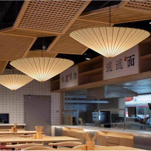 中式餐厅吊灯禅意复古火锅店布艺吊灯饭店大厅民宿走廊伞型吊顶灯