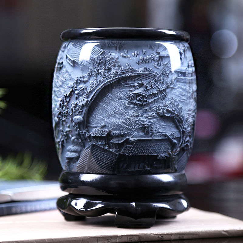 旋转笔筒创意时尚可爱办r公室桌面高档装饰品摆件艺术实用礼品定