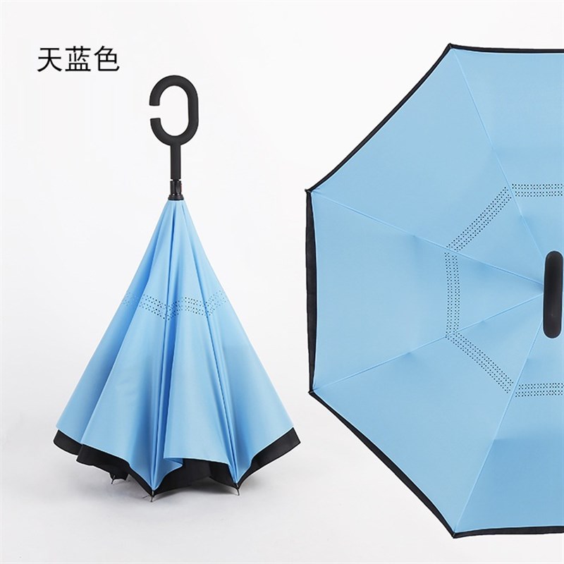 防层双层反向伞遮阳伞直柄伞广告伞户S创意免手持旋转