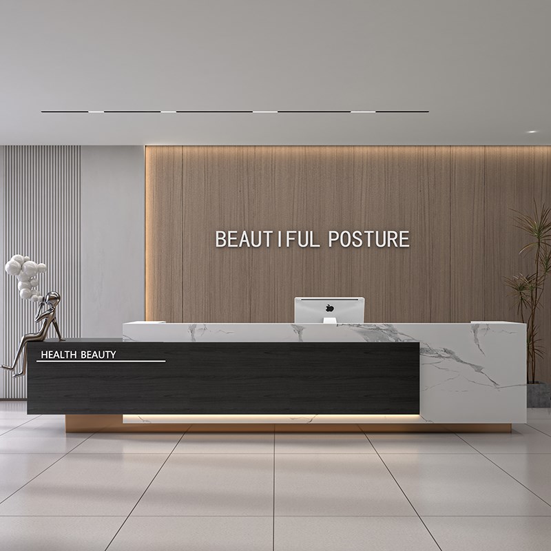 简约现代公司前台宾馆酒店吧台美容院足浴K店收银台培训机构接待